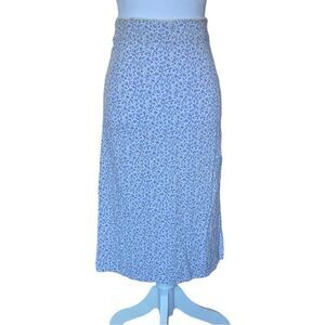 Brandy Melville Ditsy Floral Y2K Vintage Style Midi Skirt Women Small Blue White